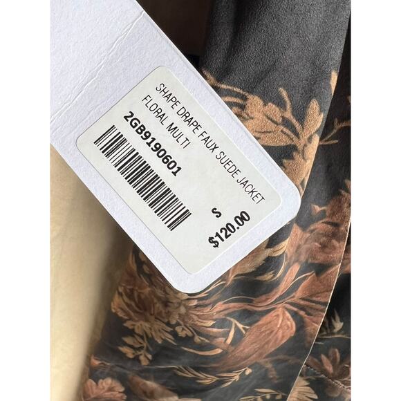 Soft Surroundings Shape Drape Faux Suede Jacket SMALL Floral Fall Brown NEW - Picture 8 of 12